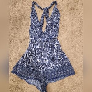 Minkpink Stylish Blue Patterned Romper